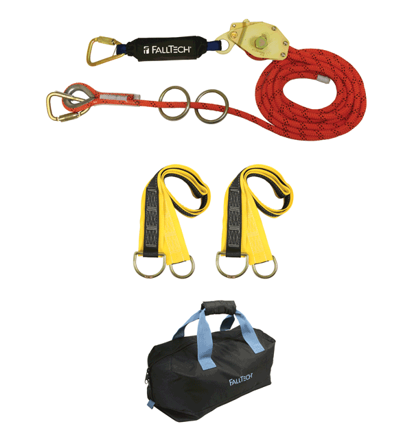 FallTech 2 Person Kernmantle Rope Horizontal Lifeline Kit with Energy Absorber from GME Supply
